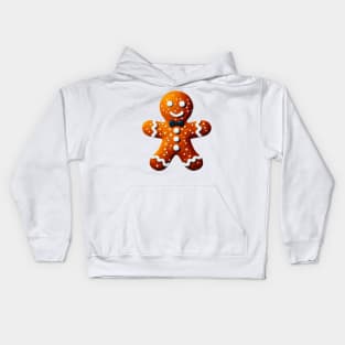 Fancy Gingerbread Man - Gingerbread Cookie with a Bow Tie - Oil Painting Graphic Art - No Outline Kids Hoodie